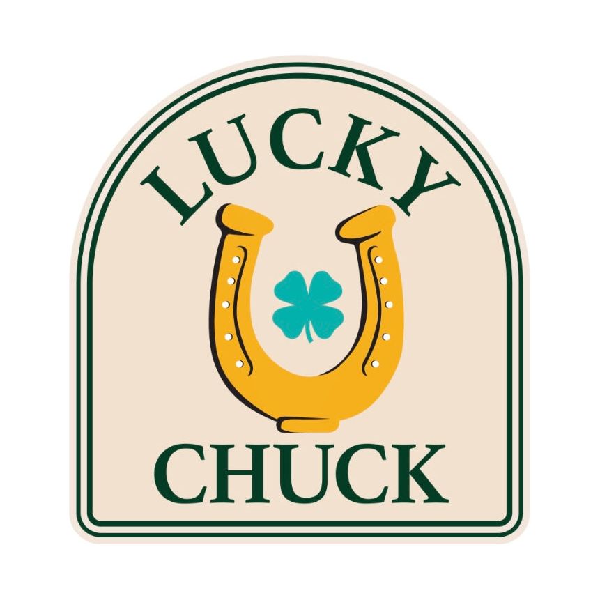 Lucky Chuck Tan Arch Top Sticker