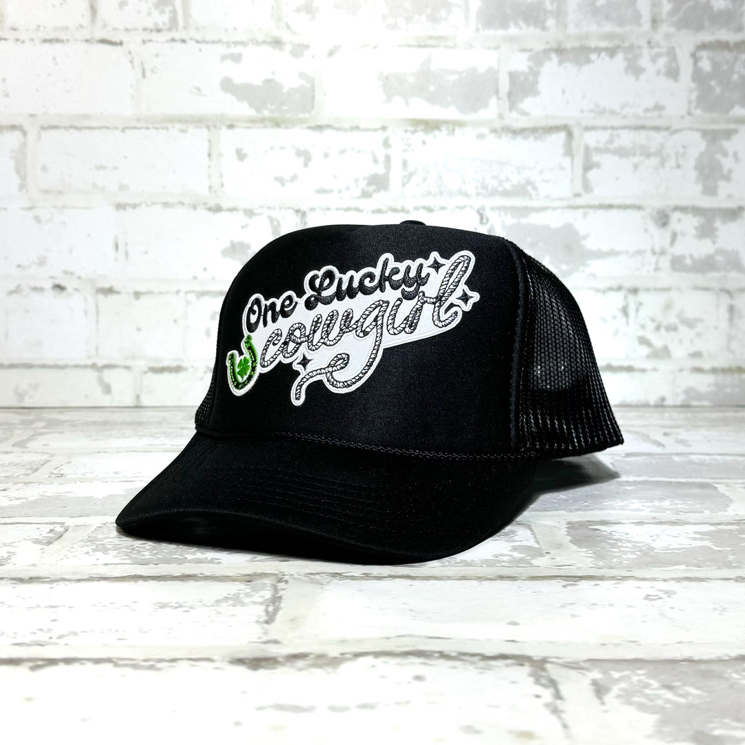 One Lucky Cowgirl Black Patch Hat
