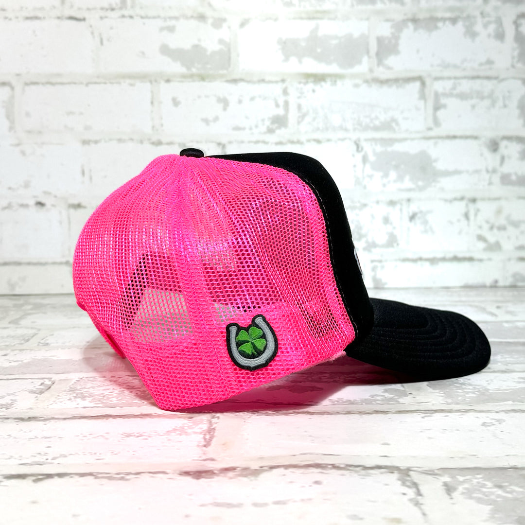 One Lucky Cowgirl Black/Pink Patch Hat