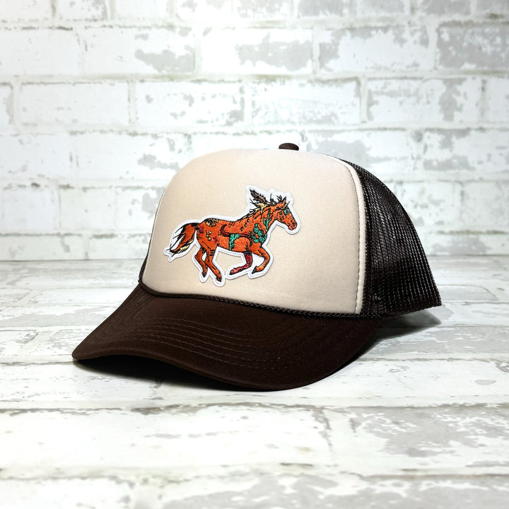 Lucky Horse Brown Patch Hat