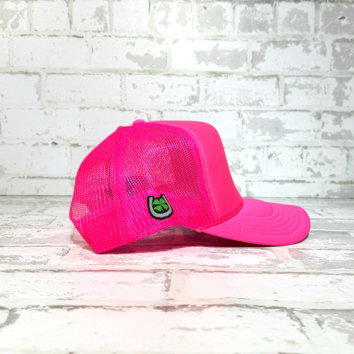 Lucky Af Hot Pink Patch Hat