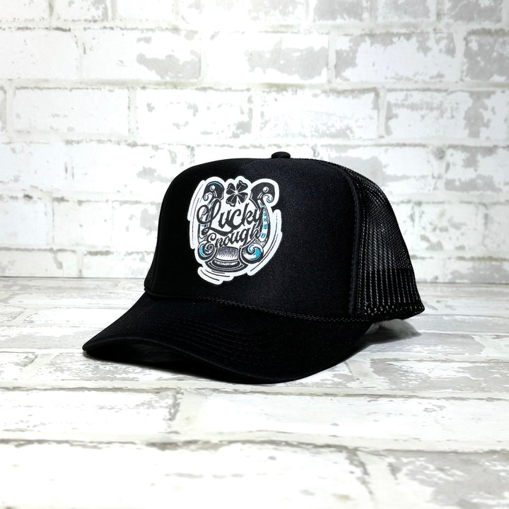 Lucky Enough Black Patch Hat