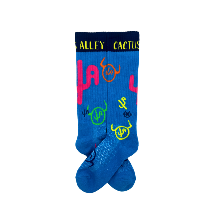 Cactus Alley-Moo Cactus Blue Performance Socks