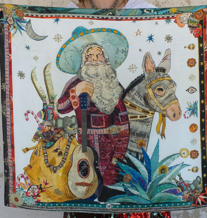 Fringe Santa of the South Silk Scarf