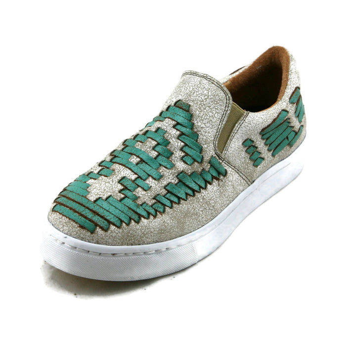 Dakota Cream/Turquiose Leather Tennis Shoes