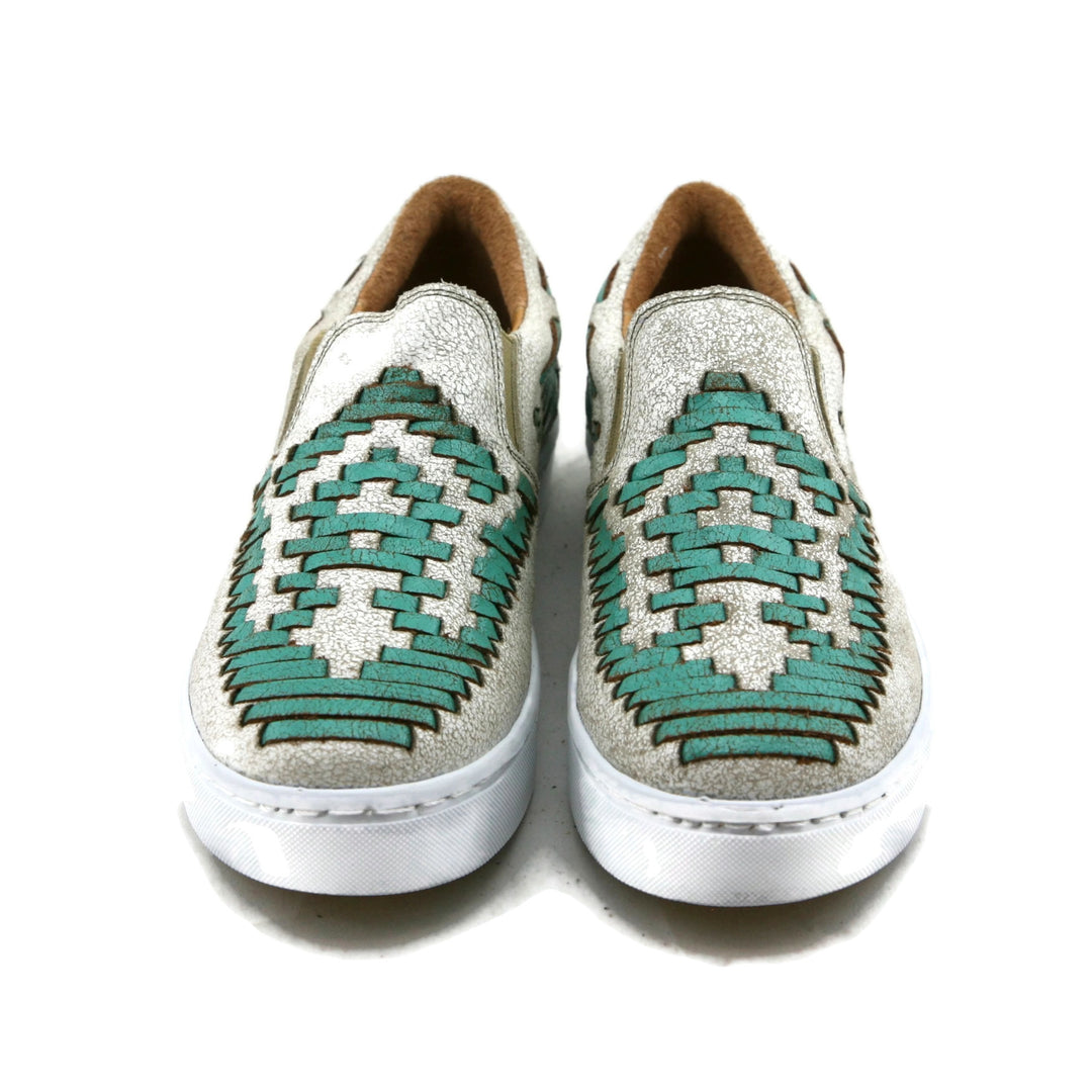 Dakota Cream/Turquiose Leather Tennis Shoes