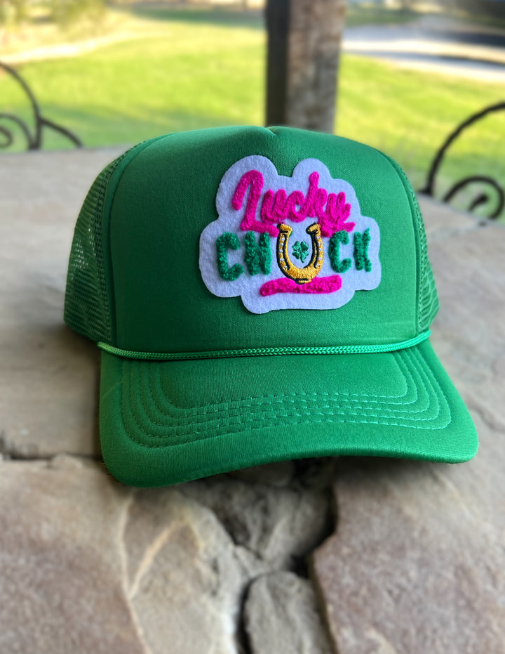 Lucky Baby Logo Green Patch Trucker Hat