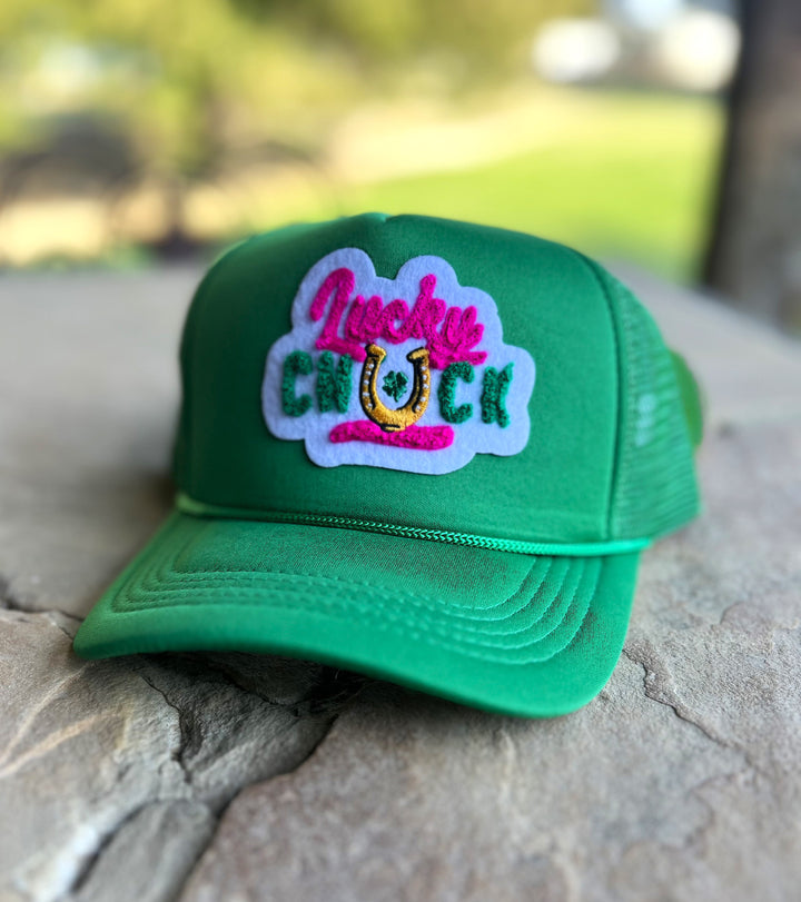 Lucky Baby Logo Green Patch Trucker Hat