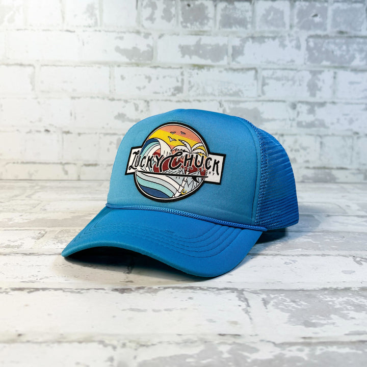 Lucky Beach Vibes Turquoise Trucker Hat