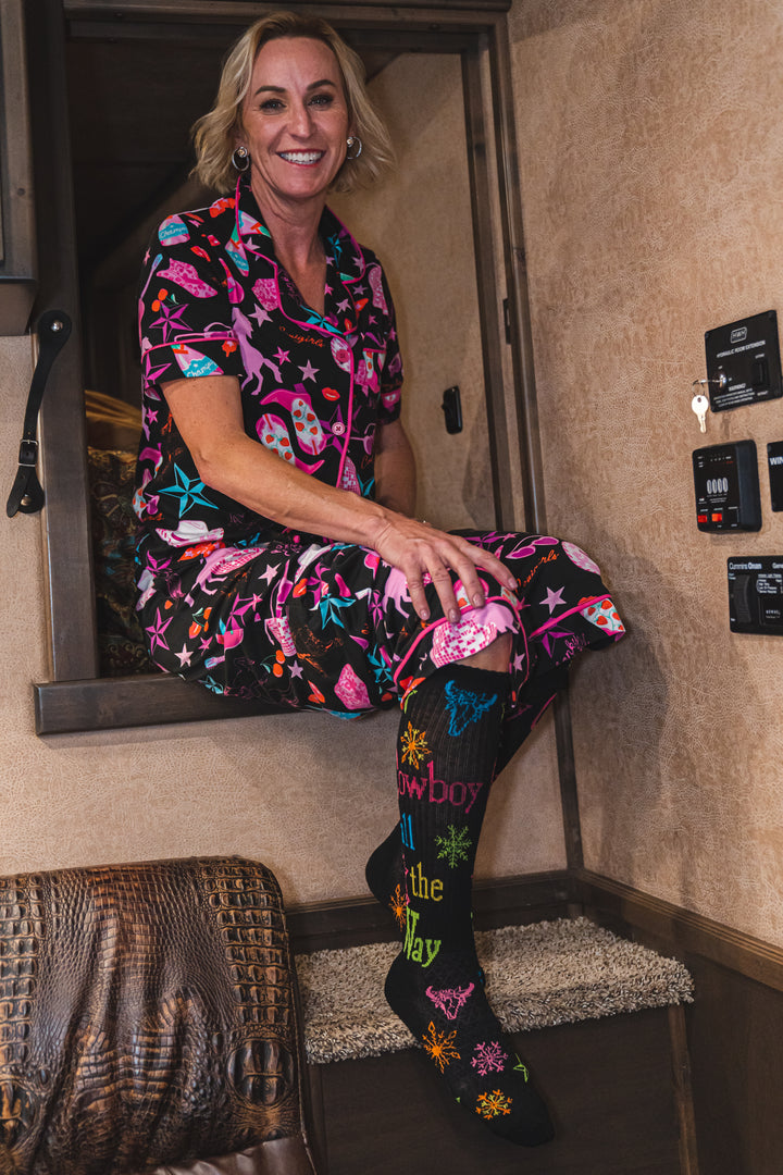 Cowboy All The Way Black Holiday Performance Boot Sock