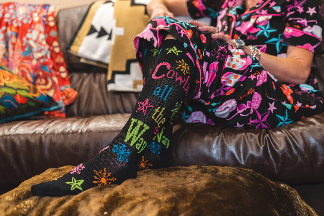 Cowboy All The Way Black Holiday Performance Boot Sock