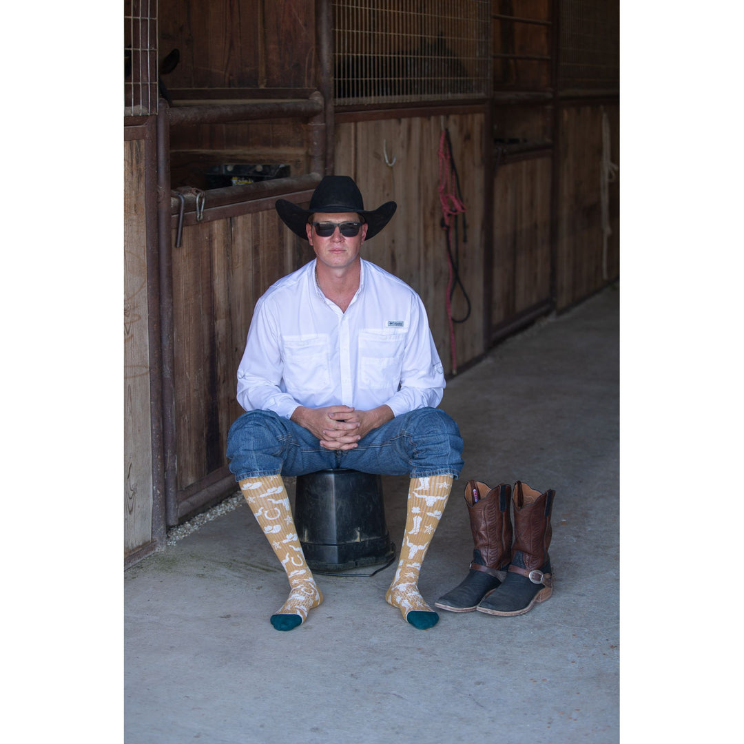 Get Western Gold/Jade Performance Boot Socks