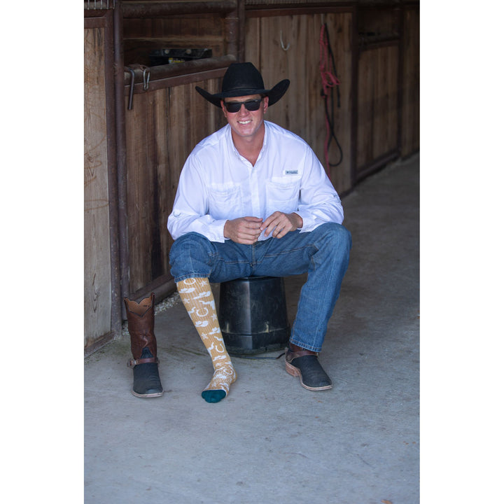 Get Western Gold/Jade Performance Boot Socks