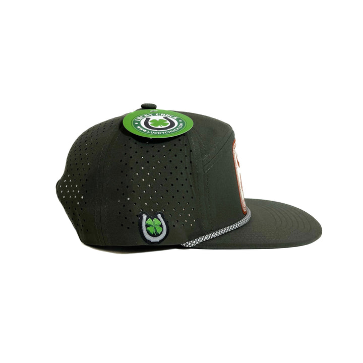 Desert Dreamer Patch 7 Panel Hat with Rope - Dark Green
