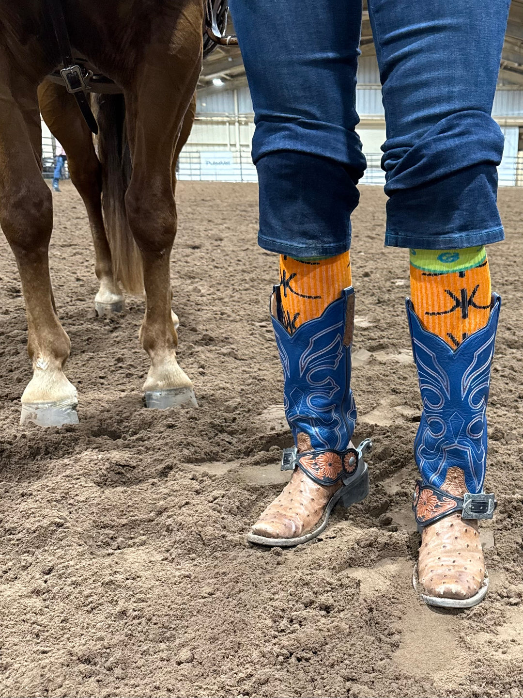 Kerry Kelley Blazin Spur Orange/ Yellow Performance Boot Socks
