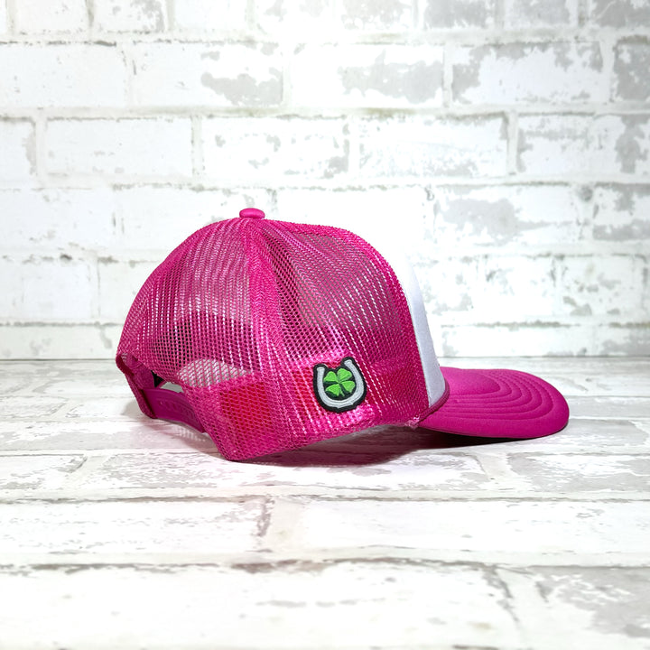 Lucky Af Pink/White Patch Hat