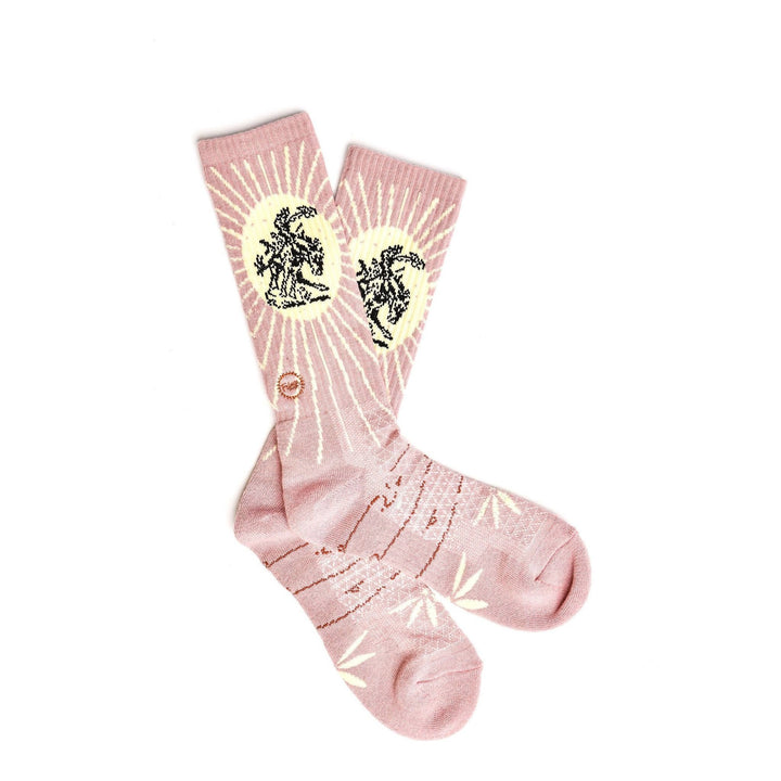 Fringe Bucking Dusty Pink Western Cowgirl Performance Socks