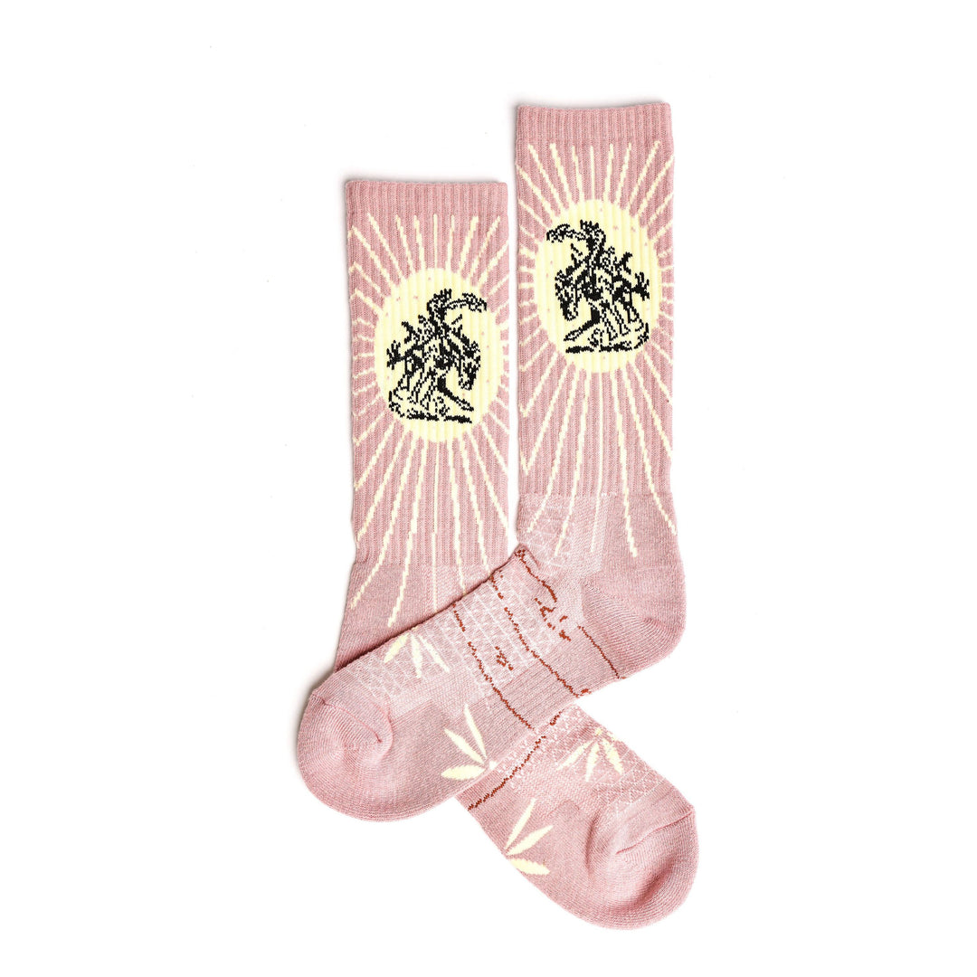 Fringe Bucking Dusty Pink Western Cowgirl Performance Socks