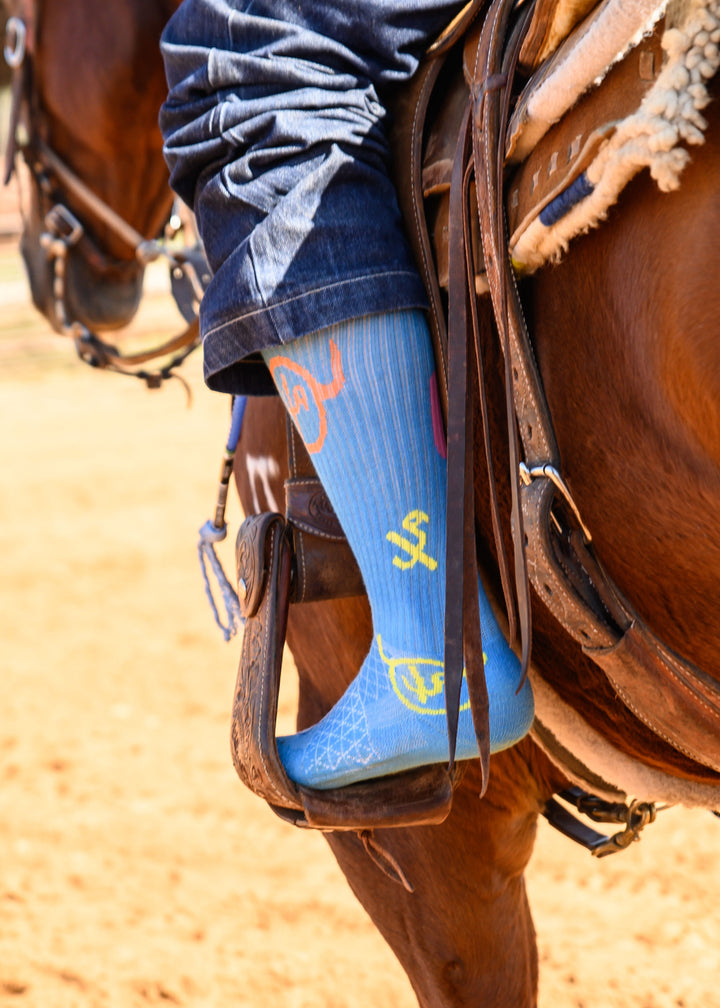 Cactus Alley-Moo Cactus Blue Performance Socks