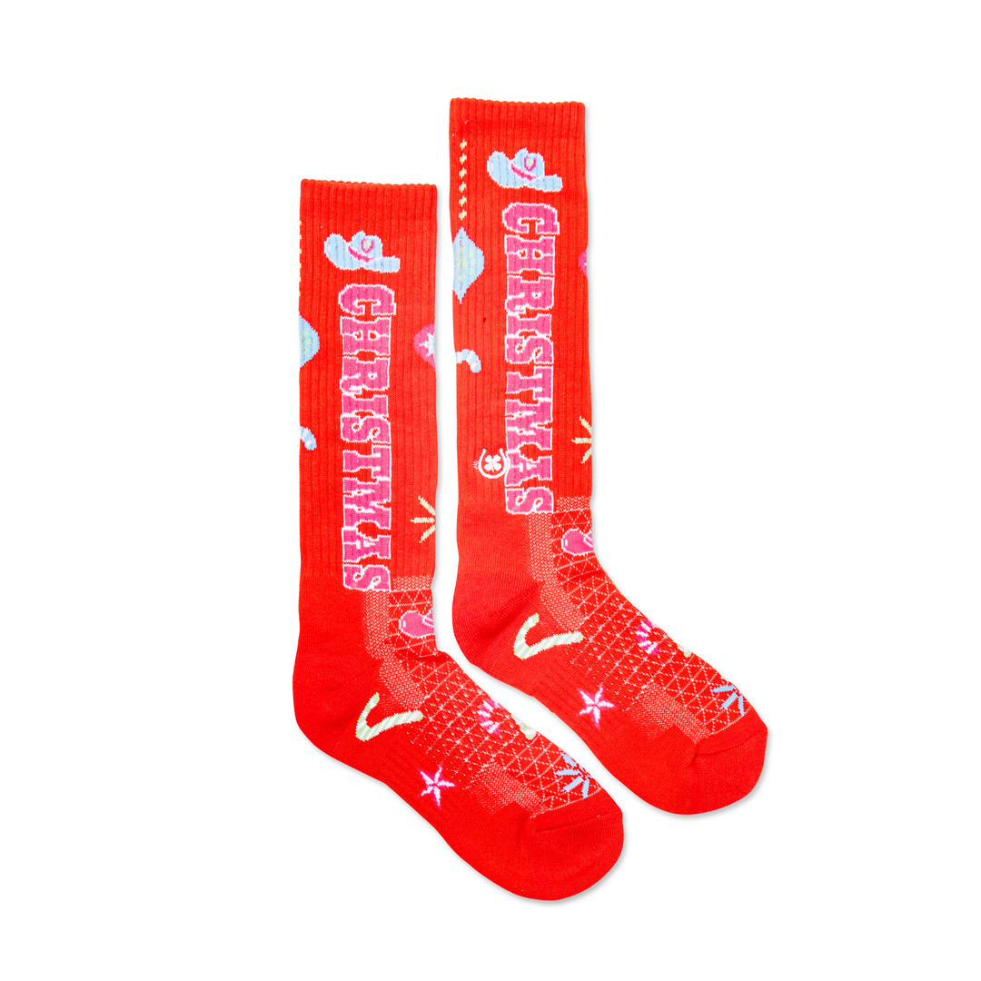 Cowgirl Christmas Red Performance Socks