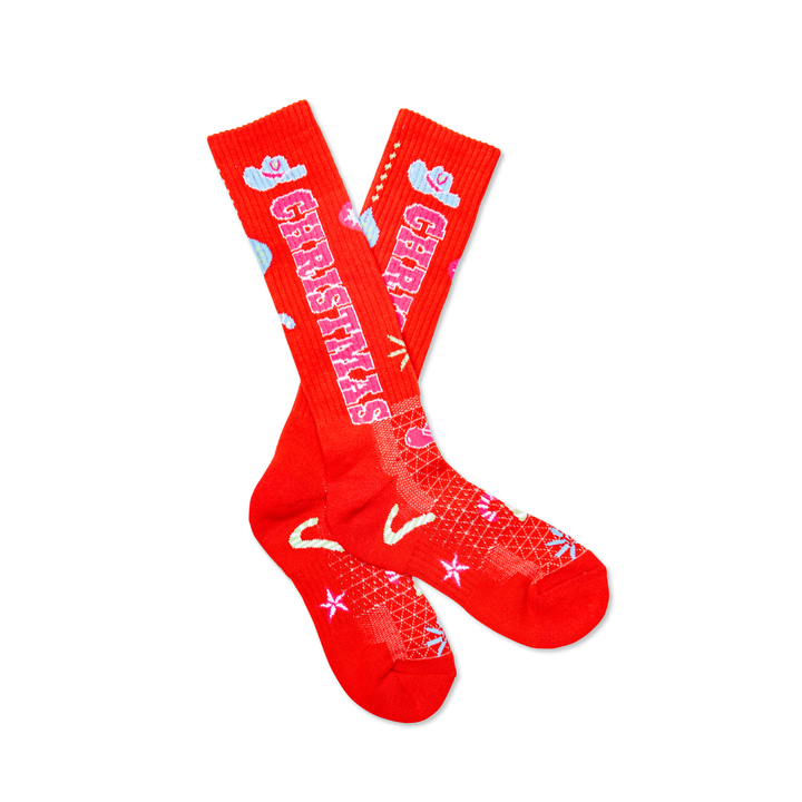 Cowgirl Christmas Red Performance Socks