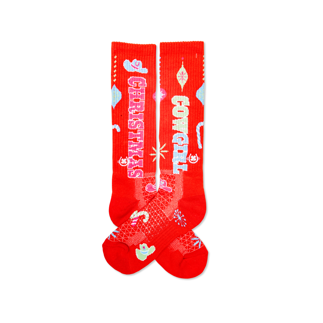 Cowgirl Christmas Red Performance Socks