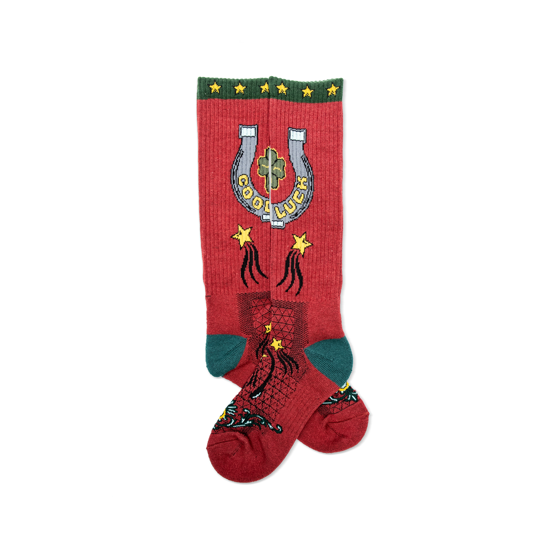 Fringe Lucky Horseshoe Red Performance Socks