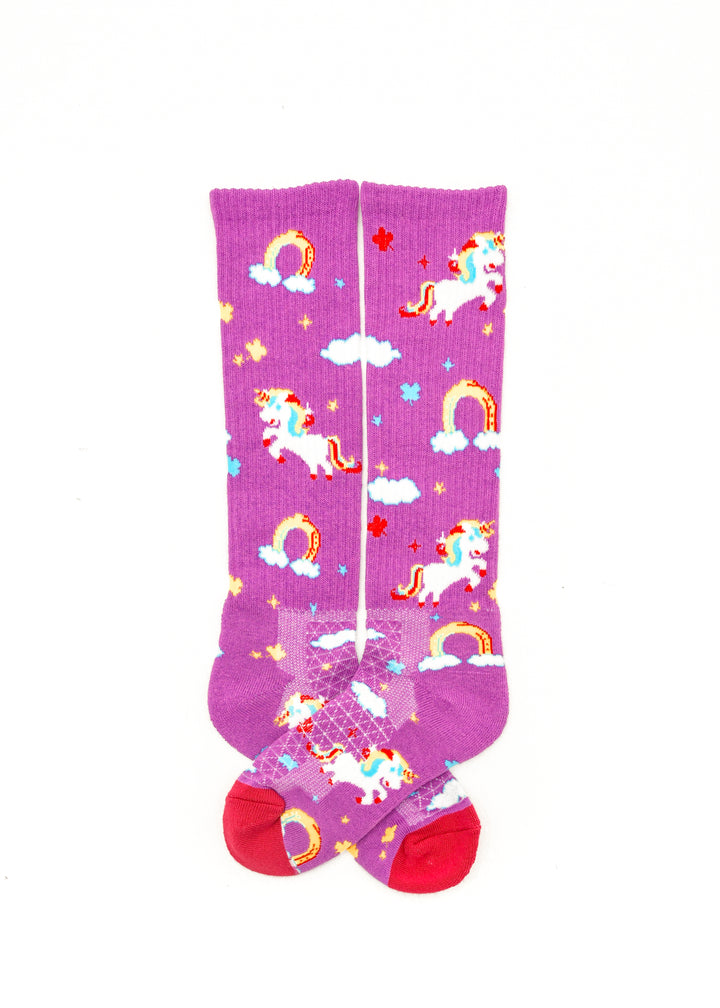 Lucky Unicorns Purple Performance Boot Socks