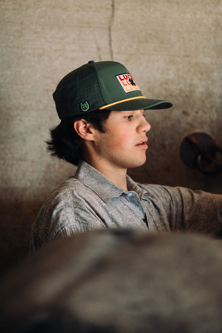 Lucky Trio Patch Performance Hat - Pine