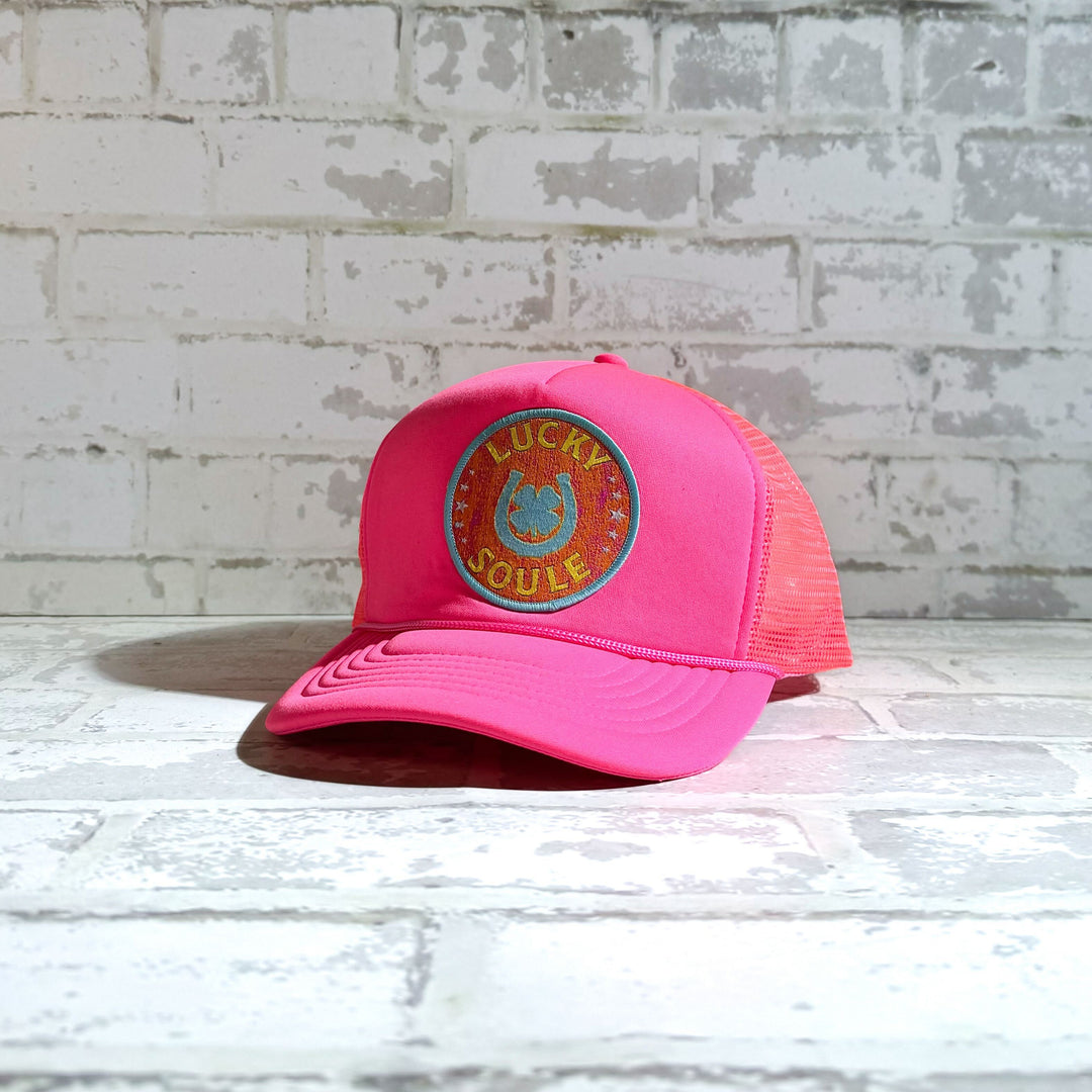 Hot Pink Lucky Soule Patch Trucker Hat