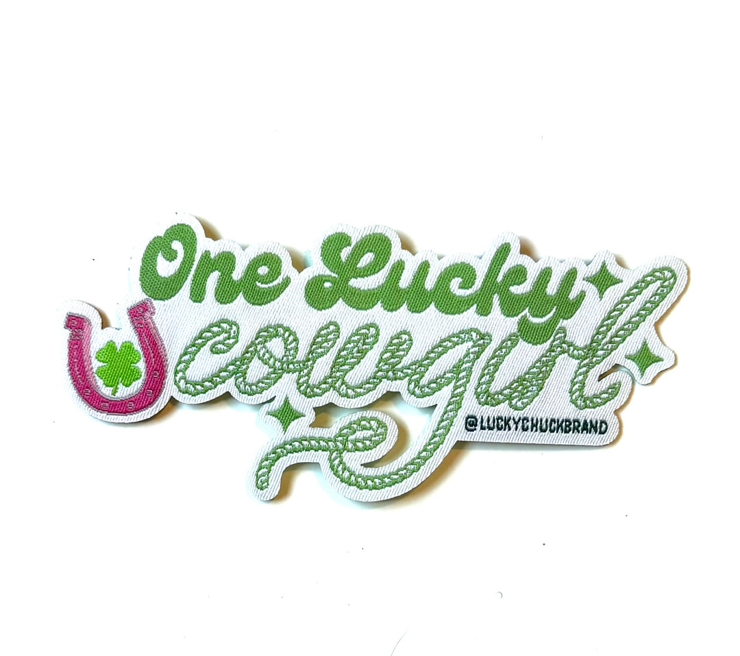 One Lucky Cowgirl Green Iron-on Patch