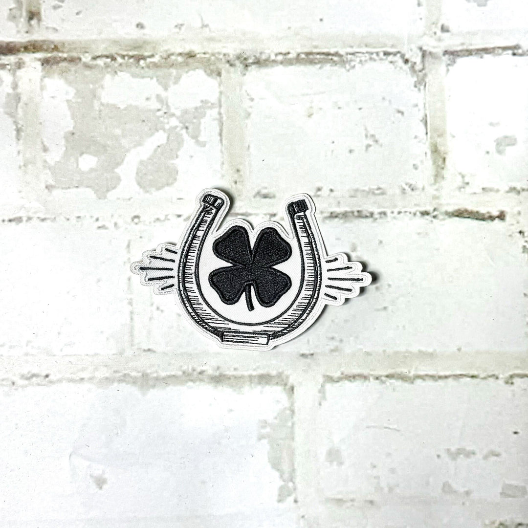 Black and White Lucky Horseshoe Iron-on Patch