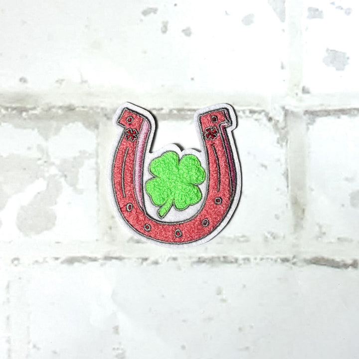 Hot Pink Lucky Horseshoe Iron-on Patch