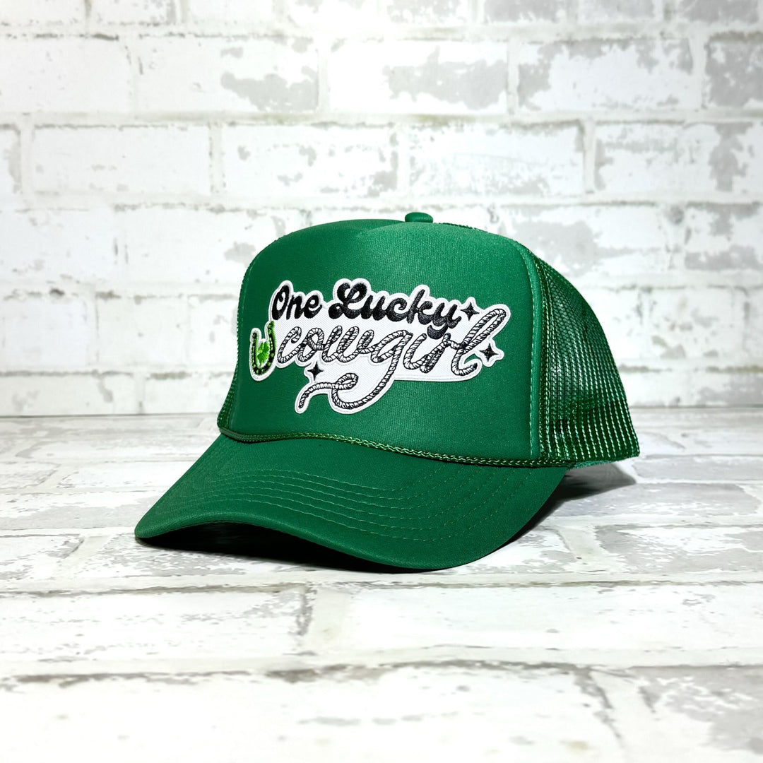One Lucky Cowgirl Green Patch Hat