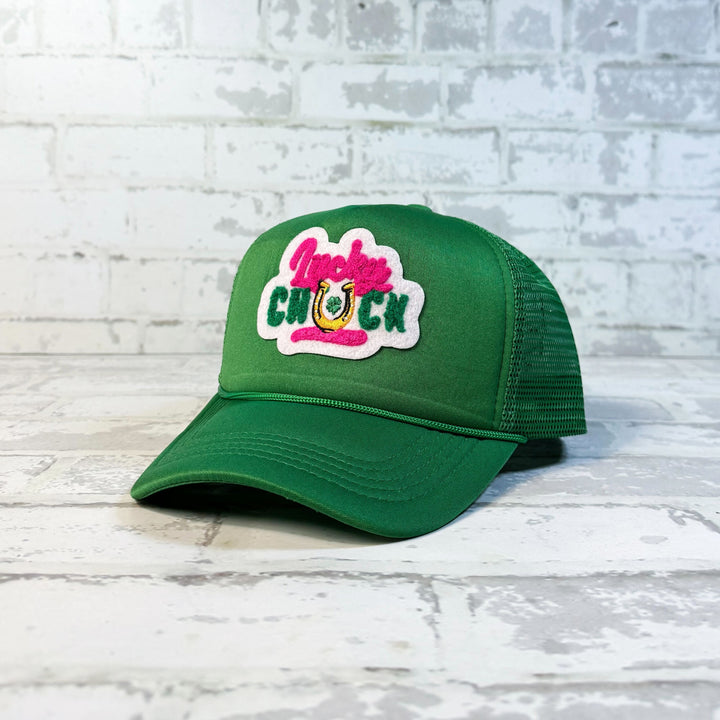 Lucky Baby Logo Green Patch Trucker Hat