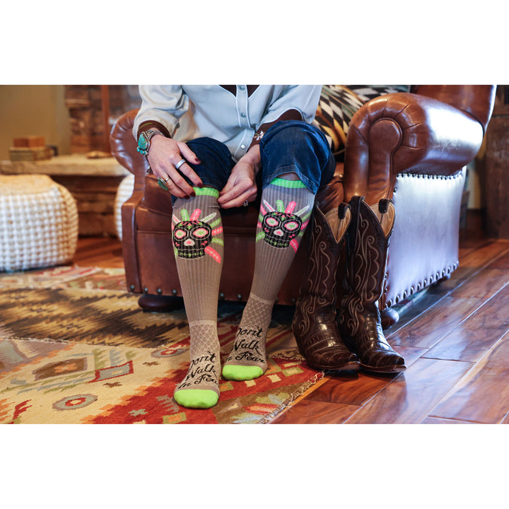 Don’t Walk in Fear Gray Performance Boot Socks