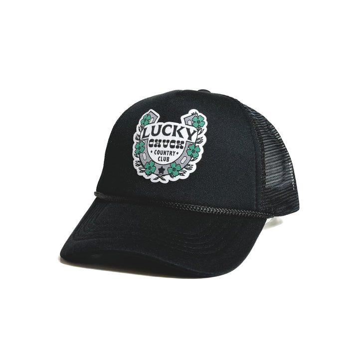 Lucky Chuck Country Club Black Trucker