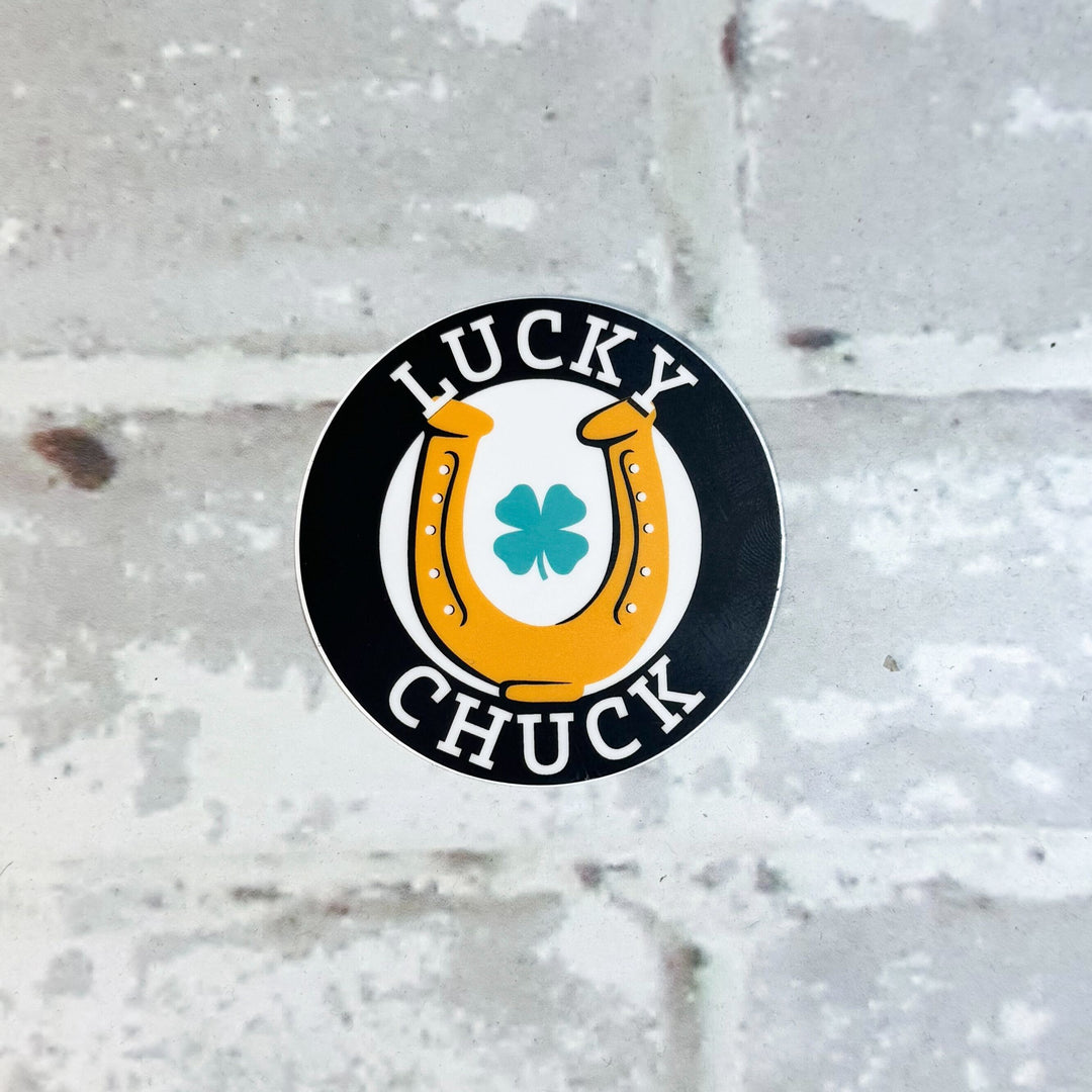 Lucky Horseshoe Black Round Sticker