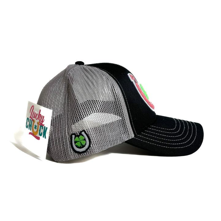 Lucky Horseshoe Black & Grey Trucker Hat
