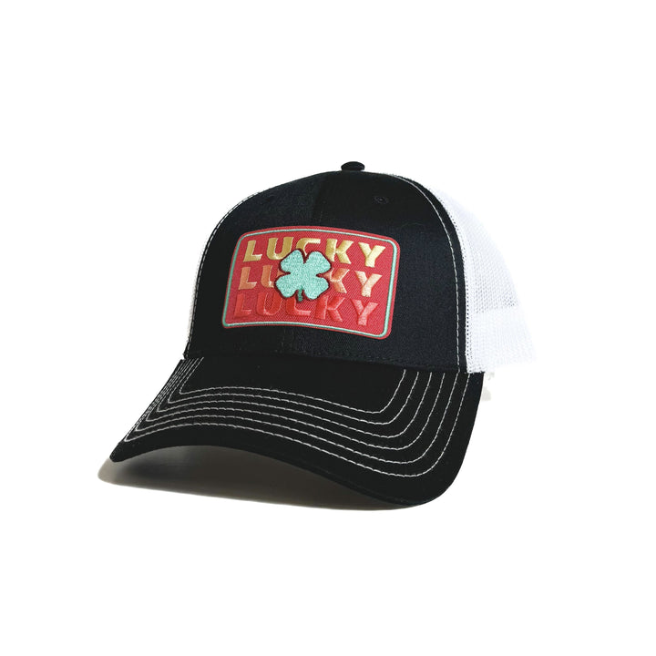 Lucky Red Trio Black & White Trucker Hat