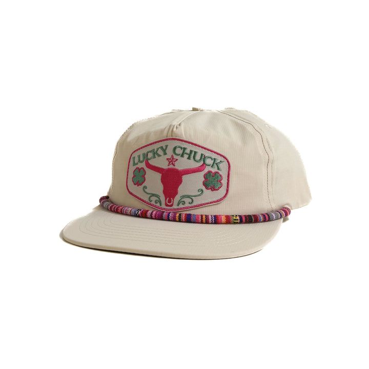 Lucky River Steerhead Patch Hat | Flat Brim - Ivory with Fiesta Rope