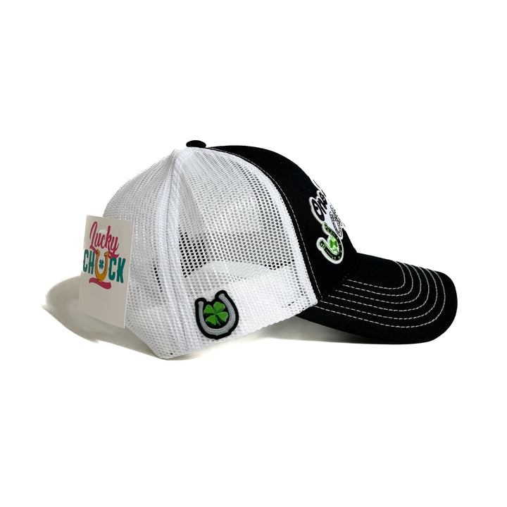 One Lucky Cowgirl Black & White Trucker Hat