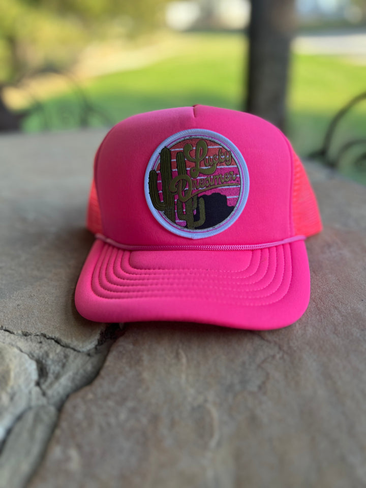 Lucky Dreamer Hot Pink Patch Trucker Hat