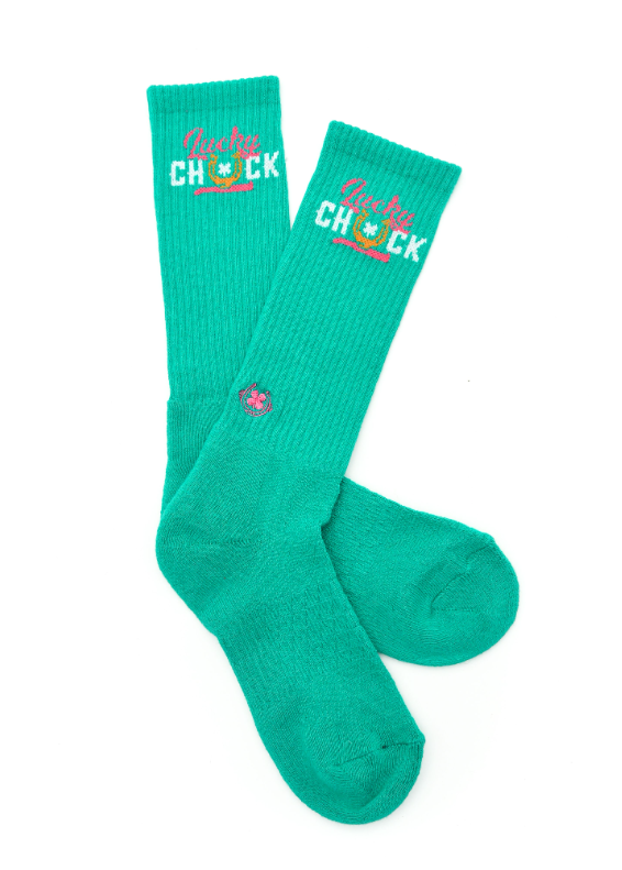 Lucky Chuck Logo Teal Performance Socks