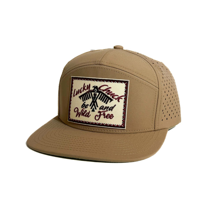 Wild & Free Patch 7 Panel Hat - Khaki