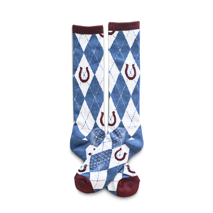 Lucky Argyle Denim/Maroon Performance Boot Socks