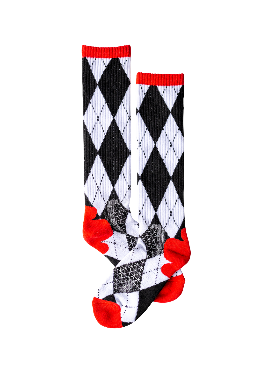 Lucky Argyle Red/White Performance Boot Socks