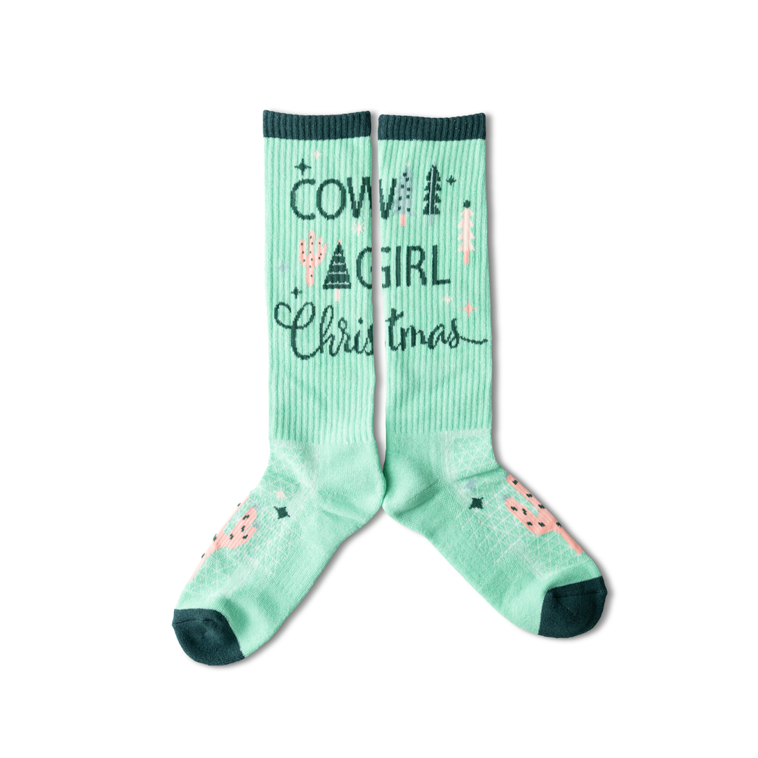 Cowgirl Christmas Jade Performance Boot Socks