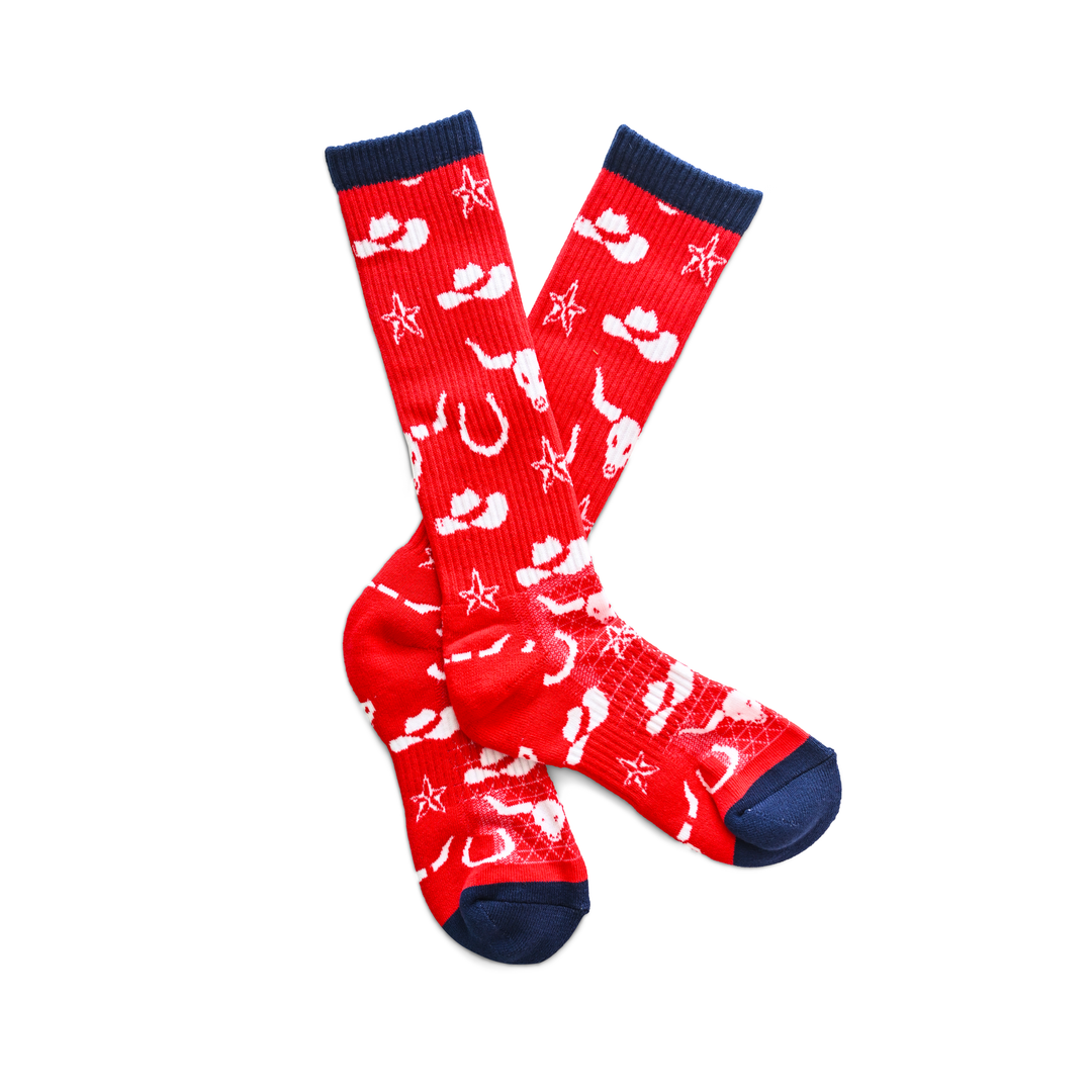 Get Western Red/ Navy Performance Boot Socks