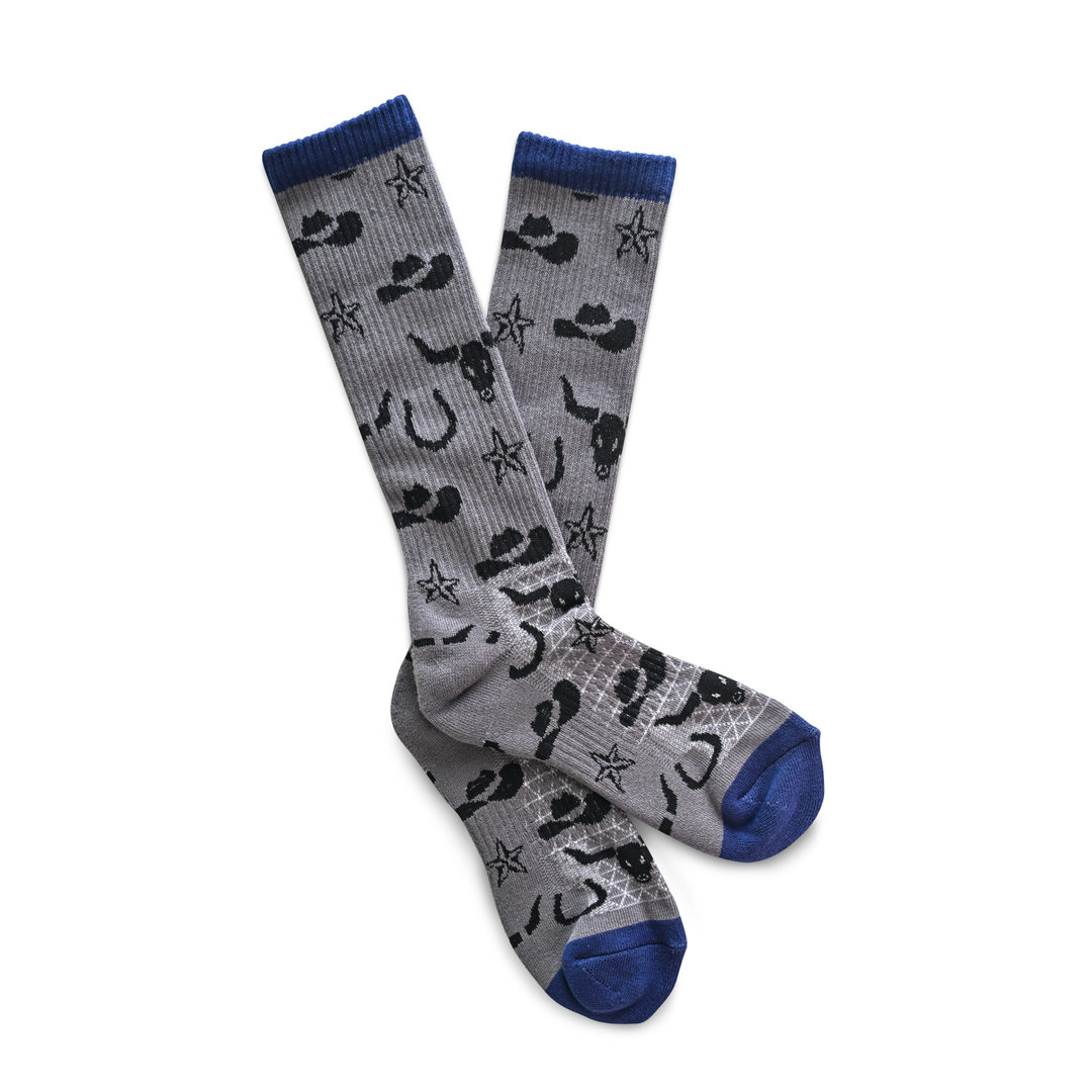 Get Western Gray/Navy Performance Boot Socks